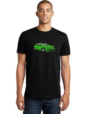 Qivi Vw Scirocco Baskılı Siyah Erkek Örme Tshirt