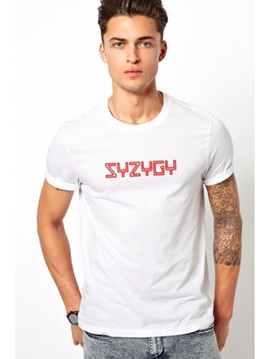 Qivi The Oa Syzygy Baskılı Beyaz Erkek Örme Tshirt
