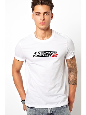 Qivi Ufc Ultimate Fighting Championship Baskılı Beyaz Erkek Örme Tshirt
