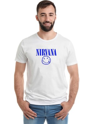 Qivi Nirvana Baskılı Beyaz Erkek Örme Tshirt