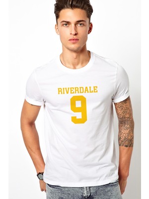 Qivi Riverdale 9 Baskılı Beyaz Erkek Örme Tshirt