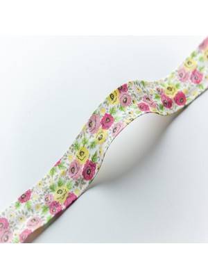 Hobizubi 2 Cm Desenli Biye - Pembe Güller Koton Biye - 5 Metre