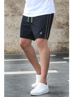 Madmext Armalı Yandan Şeritli Siyah Yüzme Şortu 2943