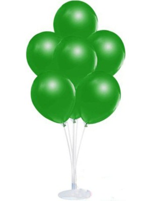 Bal10 Dünyası 7'li Balon Standı + 7 Adet 12 Inç  Metalik Balon Koyu Yeşil