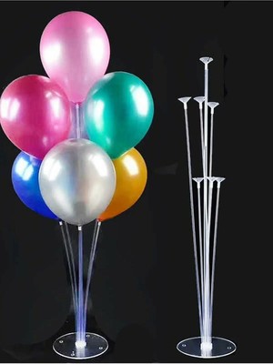 Bal10 Dünyası 7'li Balon Standı + 7 Adet 12 Inç  Metalik Balon Karışık Renk