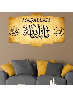 Zevahir Mobilya Dekorasyon ZEVAHİR MOBİLYA DEKORASYON Zevahir 5 Parça Mdf Arapça Maşallah Dini Tablo