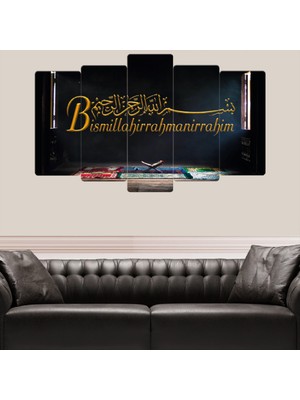 ZEVAHİR MOBİLYA DEKORASYON Zevahir 5 Parça Mdf Bismillahirrahmanirrahim Yazılı Dini Tablo