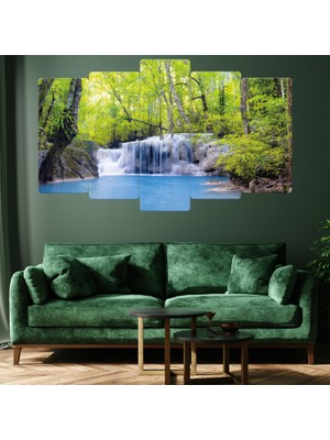 ZEVAHİR MOBİLYA DEKORASYON Zevahir 5 Parça Mdf Şelale Manzara Tablo