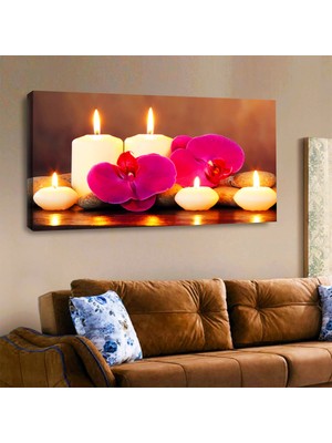 ZEVAHİR MOBİLYA DEKORASYON Zevahir 120X60 Kanvas Mum ve Çiçek Tablosu