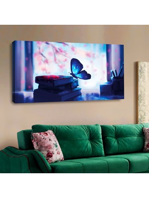 ZEVAHİR MOBİLYA DEKORASYON Zevahir 120X60 Kanvas Mavi Renk Kelebekler Tablosu