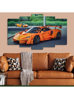 ZEVAHİR MOBİLYA DEKORASYON Zevahir 5 Parça Mdf Turuncu Spor Araba Tablo