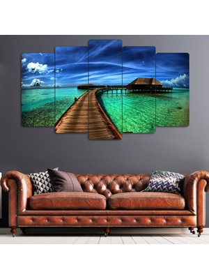 ZEVAHİR MOBİLYA DEKORASYON Zevahir 5 Parça Mdf Plaj Manzara Tablo