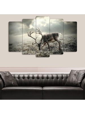 ZEVAHİR MOBİLYA DEKORASYON Zevahir 5 Parça Mdf Geyik Manzara Tablosu