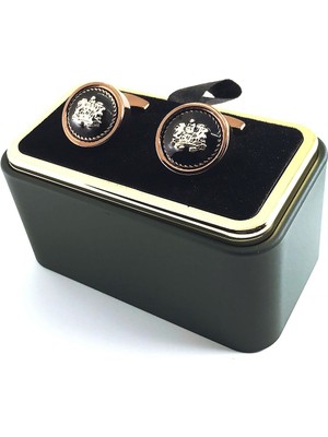 Kravatkolik Bakır Renk Siyah Blazer Dizayn Yuvarlak Kol Düğmesi KD1355