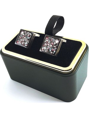 Kravatkolik Füme Kasa Renkli Dizayn Kare Kol Düğmesi KD1321