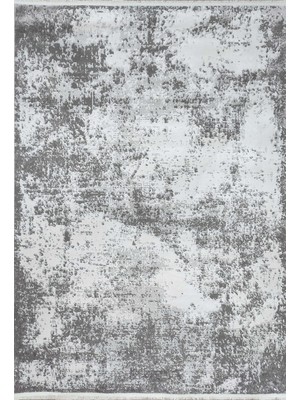 Balat Halı Modern Saçaklı Gri - Beyaz Dokuma Oturma Odası Halısı-100x150 cm