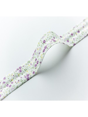 Hobizubi Desenli Koton Biye - 3 Cm Mor Çıtır Çiçekler - 5 Metre