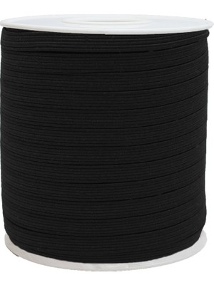 Hobizubi 6 Mm Siyah Yassı Lastik - 100 Metre