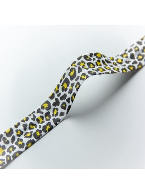 Hobizubi 3 Cm Desenli Biye -Leopar Sarı Koton Biye - 5 Metre