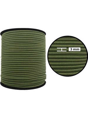 Hobizubi 3 Mm Yuvarlak Lastik-10 Metre Haki Yuvarlak Lastik