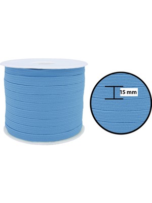 Hobizubi 15 Mm Bebe Mavisi Yassı Lastik - 50 Metre