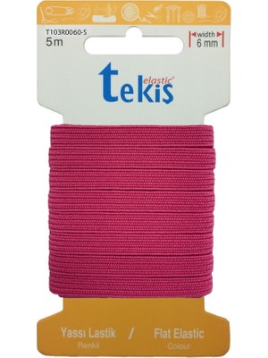 Hobizubi 8 Mm Fuşya Yassı Lastik - 5 Metre