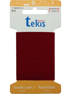 Hobizubi 1.5 Mm Bordo Şapka Lastiği - 20 Metre - Yuvarlak Lastik