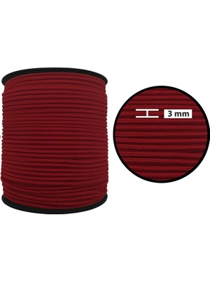 Hobizubi 3 Mm Yuvarlak Lastik-50 Metre Bordo Yuvarlak Lastik