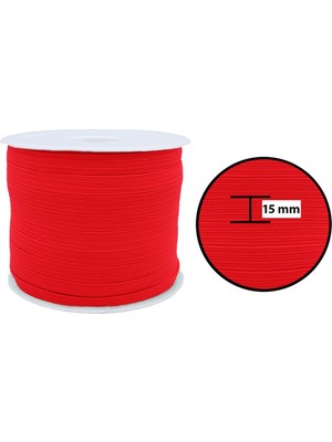 Hobizubi 15 Mm Neon Pembe Yassı Lastik - 50 Metre