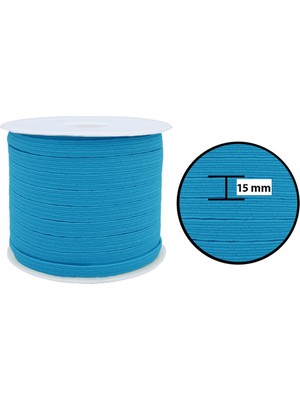 Hobizubi 15 Mm Turkuaz Yassı Lastik - 50 Metre