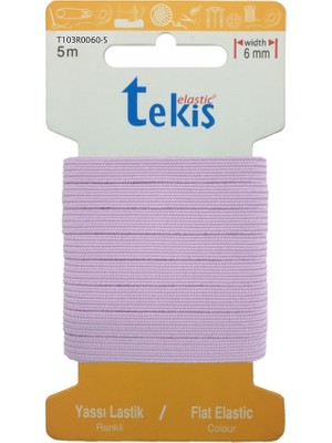 Hobizubi 10 Mm Pudra-Lila Yassı Lastik - 5 Metre