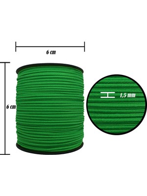 Hobizubi 1.5 Mm Şapka Lastik - 100 Metre Yeşil - Yuvarlak Lastik