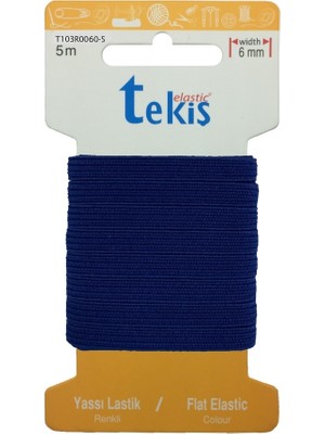 Hobizubi 6 Mm Lacivert Yassı Lastik - 5 Metre