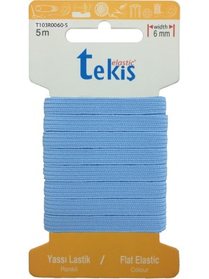 Hobizubi 8 Mm Bebe Mavisi Yassı Lastik - 5 Metre
