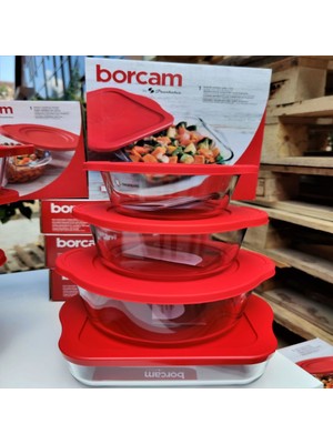 Paşabahçe Kırmızı Kapaklı Borcam 4'lü Set