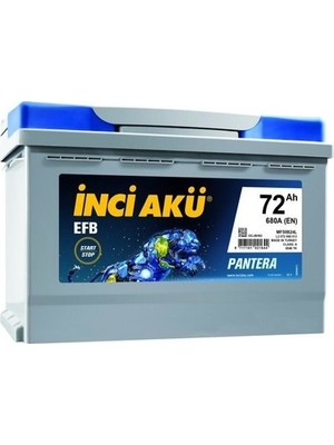 İnci Akü 12V 72AH 680A Cca Efb Pantera Start-Stop Akü (Üretim Yılı: 2022)