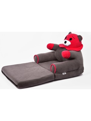 TOKKO Anti Bakteriyel Portatif Katlanabilir Sünger Çocuk Koltuğu - Panda, Ayıcık Koltuk Gri Fuşya