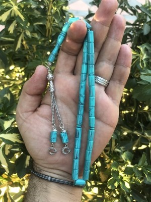 Sultan Telkari Turkuaz Renk Kesme Model Toz Kehribar Tesbih