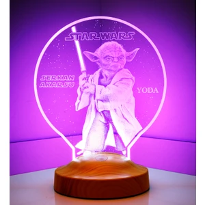 Sevgi Lambası 3D Star Wars Yoda Hediyesi Kişiye Özel 3 Boyutlu LED Lamba