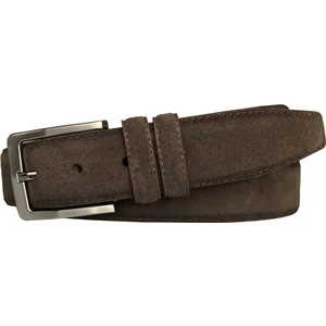 Goderi Süet Deri 3.5 cm Koyu Kahverengi Klasik, Kumaş Pantolon Kemeri