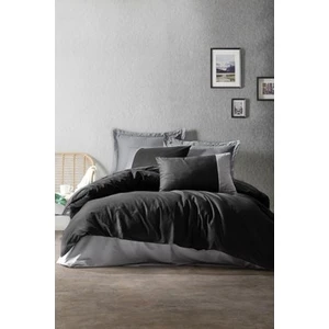 Cotton Box Plain Line Ranforce Nevresim Takımı Çift Kişilik Gri-Siyah