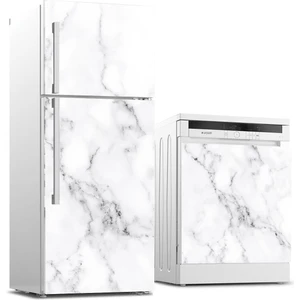 Sticker Art Buzdolabı ve Bulaşık Makinası Beyaz Eşya Sticker Kaplama Beyaz Mermer Nature