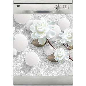 Sticker Art Bulaşık Makinesi Sticker Kaplama Beyaz Eşya Kaplama 3D Beyaz Gül