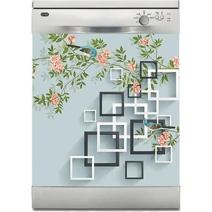 Sticker Art Bulaşık Makinesi Sticker Kaplama Beyaz Eşya Kaplama Kare Kuş