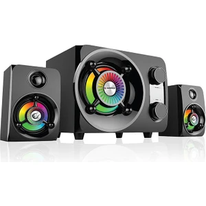 RMS-G8 2+1 25W Bluetooth +USB-SD-FM Rainbow Siyah Led Işıklı Oyuncu Ses Sistemi