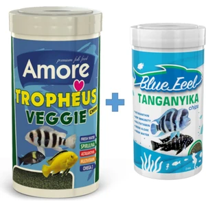 Tropheus Veggie 1000 ml + Blue Feel Tanganyika Chips Kutu 250 ml