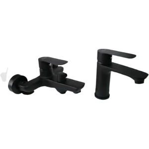 Siyah Mix Banyo Batarya Lavabo Batarya 2'li Set