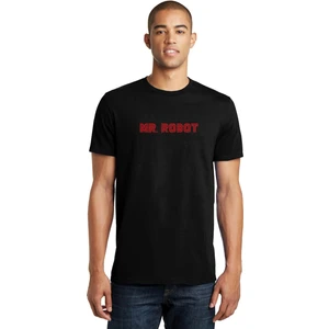 Mr Robot Baskılı Siyah Erkek Örme Tshirt