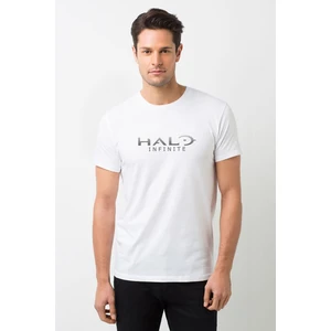 Halo Infinite Logo Baskılı Beyaz Erkek Örme Tshirt