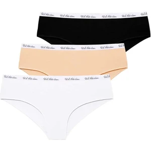 U.S. Polo Assn. Kadın Siyah - Beyaz - Ten 3 Lü Şort